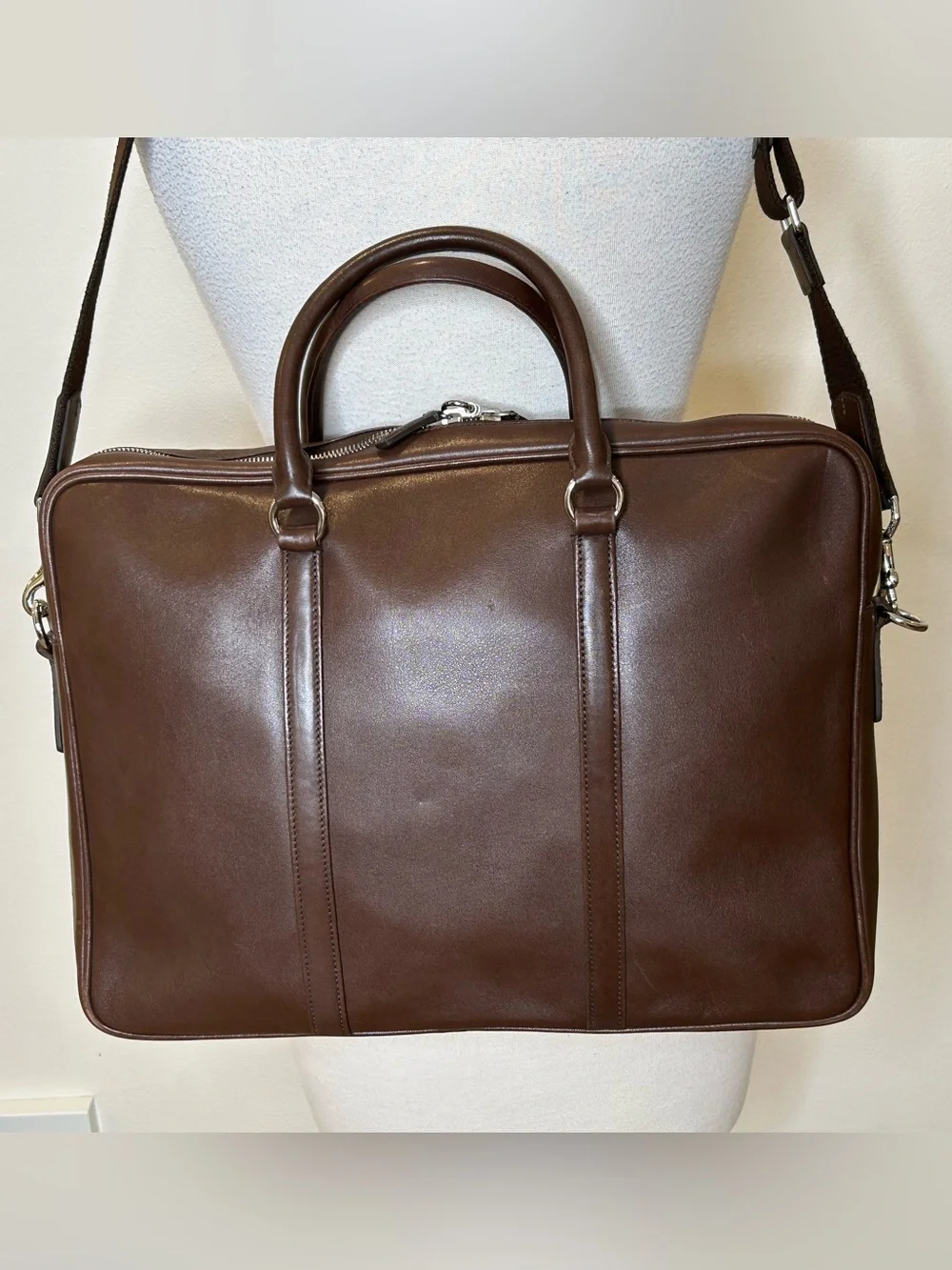 Coach Unisex Briefcase Business Bag 2-Way Zip Slim NOS NEW 5338 Brown